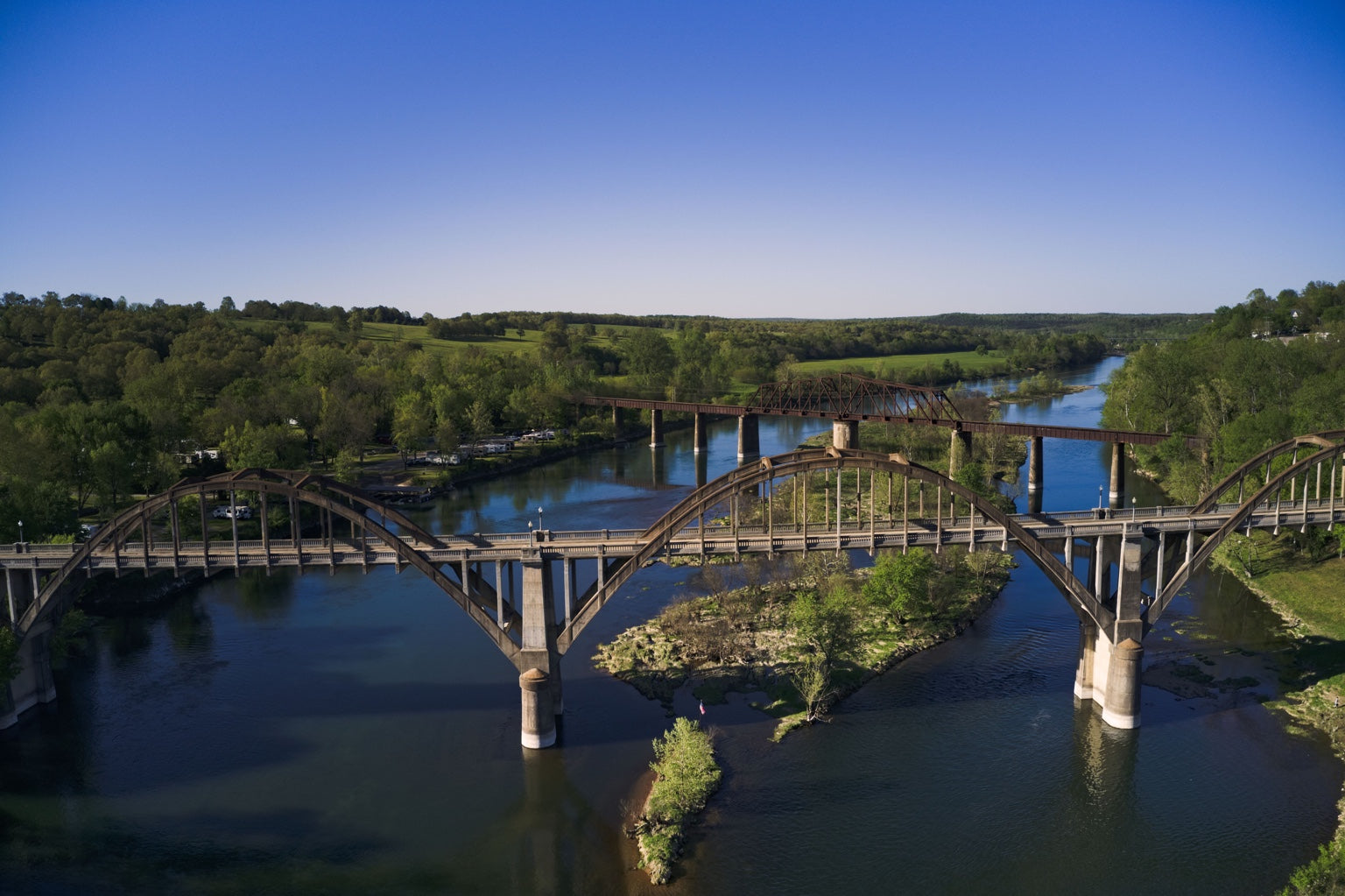 Cotter Bridge crossing the White River in Cotter, Arkansas